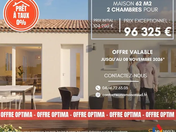 Projet de construction d'une maison 62 m² avec terrain à CANDILLARGUES (34)