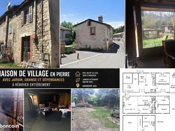 Maison en pierre à rénover - Grange, jardin 360 m² et four de boulanger