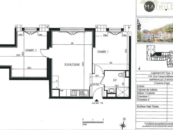 Appartement 3 pièces 61 m²