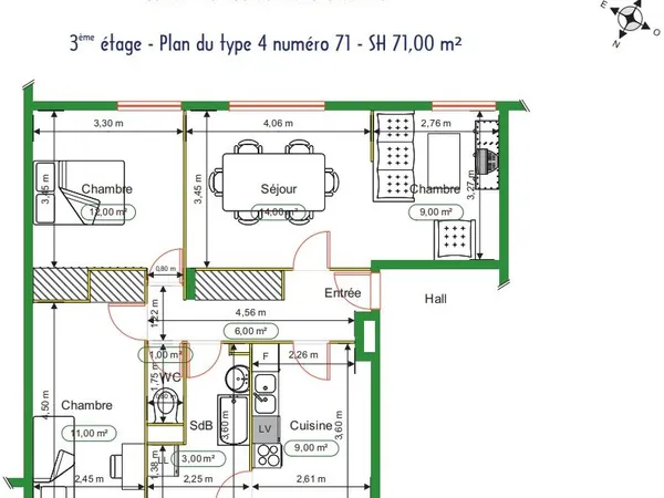 À louer - Appartement T4 à GENLIS