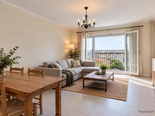 Appartement 3 pièces traversant et lumineux au 7eme étage avec ascenseur