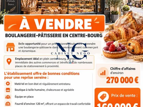 Boulangerie, fonds de commerce 240 m² REDON