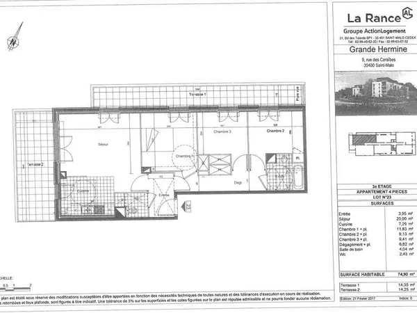 Appartement 4 pièces 74 m²