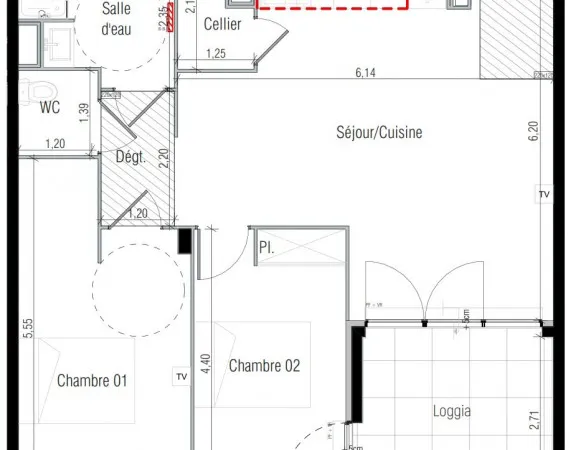 Appartement en résidence 3 pièces 65 m²