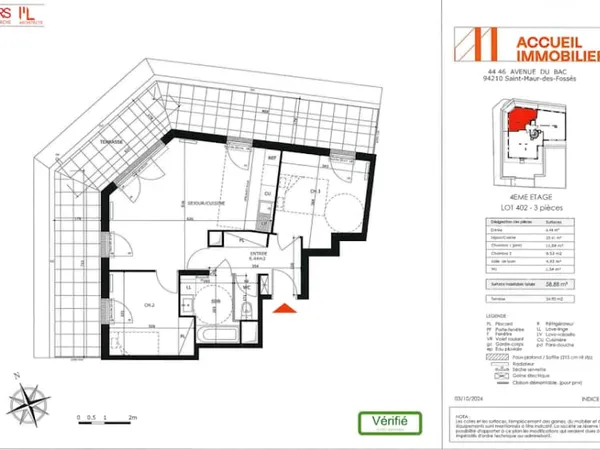 Appartement 3 pièces 59 m²