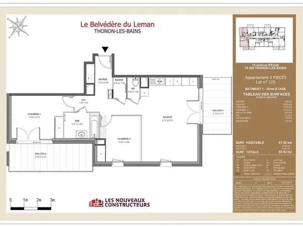 Appartement 3 pièces 68 m²