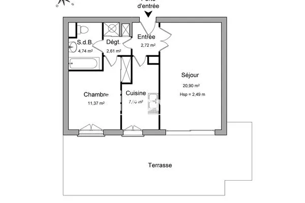 Appartement 2 pièces 50 m²