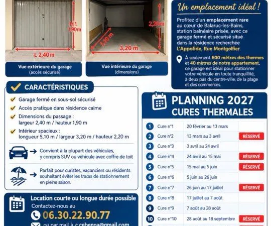 Location garage Balaruc les bains