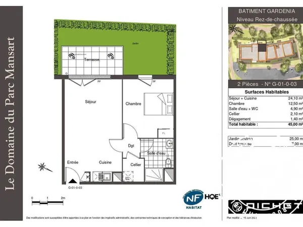 Appartement 2 pièces 45 m²