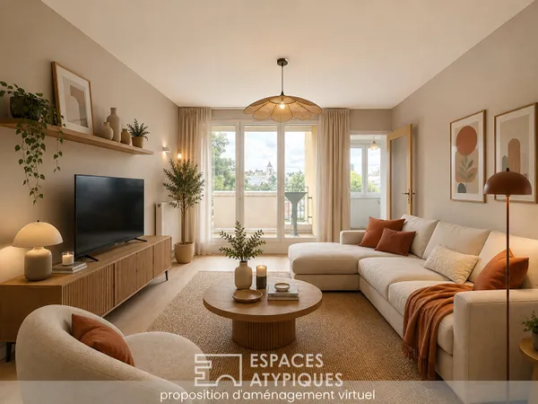 Appartement 3 pièces avec balcons et parking