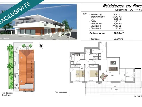 Appartement T3, plein centre, avec superbe balcon terrasse de plus de 32 m²
