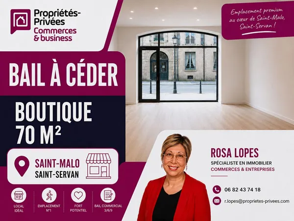 35400 SAINT MALO - CESSION DE BAIL , LOCAL COMMERCIAL 70 M2