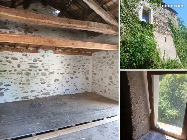 Ensemble de granges en pierre et dépendances sur 5 000 m², bord de rivière, à rénover