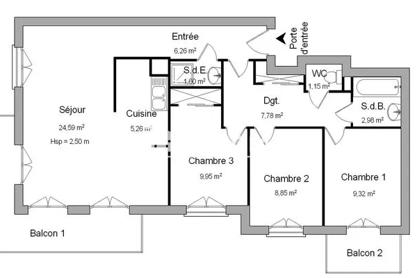 Appartement 4 pièces 78 m²