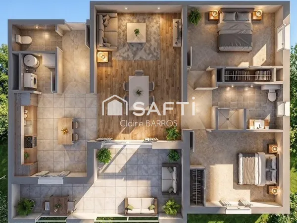 T3 neuf avec sa terrasse et son jardin