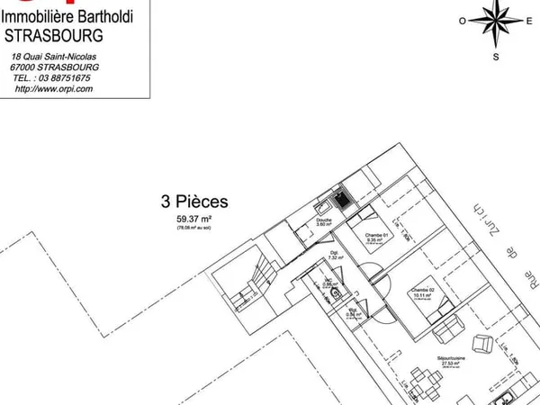 Appartement 3 pièces 59 m²