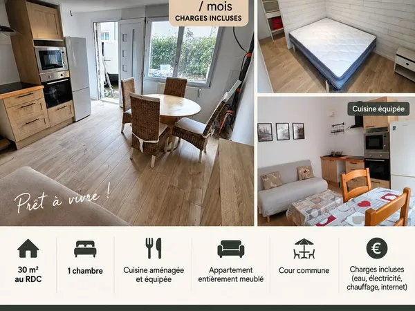 Location à l'année d'un T2 Meublé d'environ 30m²