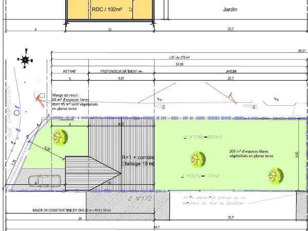 Terrain en individuel 375 m²