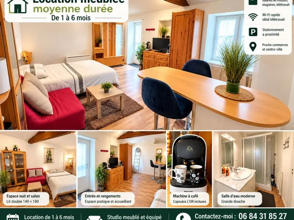 Meublé entièrement équipé _ Location moyenne durée _ rue calme Centre ville Fontenay