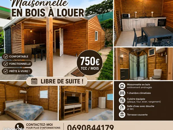 Maisonnette en bois a louerMaisonnette meublée à louer - Boisvin, Le Moule - 750 /mois