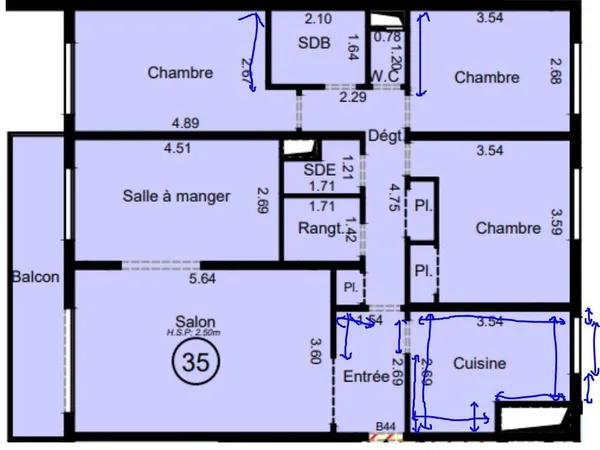 Chambre en colocation appart 94m² sans vis à vis