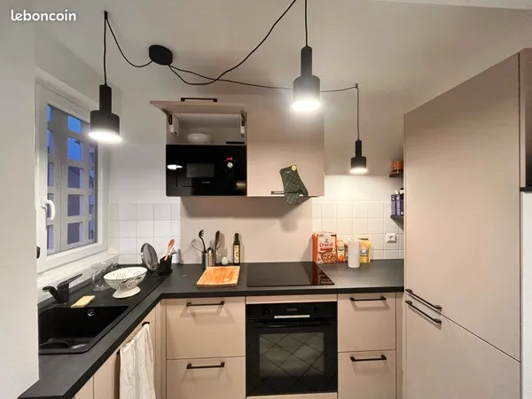 Location petit appartement meublé entièrement rénové, grande pièce à vivre , astucieusement organisé