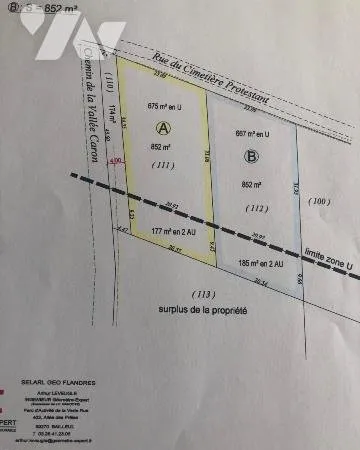 Terrain 852 m²