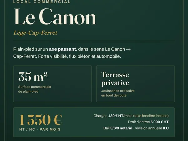 Local commercial 35 m² — Le Canon, Lège-Cap-Ferret