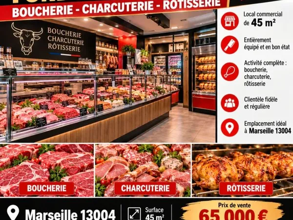 à vendre - fonds de commerce boucherie / charcuterie / rôtisserie - marseille 13004
