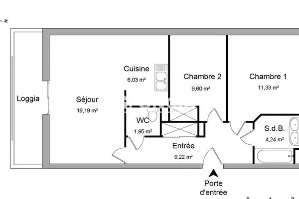 Appartement 3 pièces 62 m²