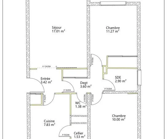Appartement 3 pièces 59 m²