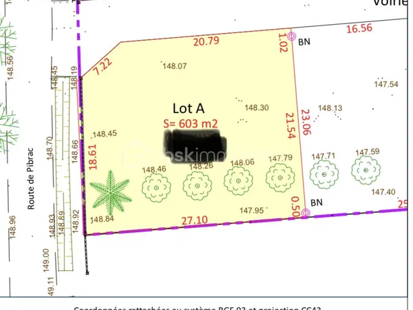 Terrain 603 m²