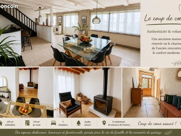 Maison de caractère 339 m² - 5 chambres - Dépendances - À 30 min de Poitiers