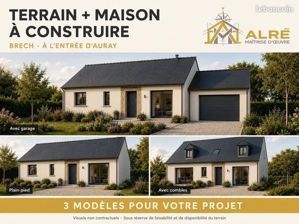 Terrain viabilisé + maison à construire à Brech - À partir de 254 900 tout compris