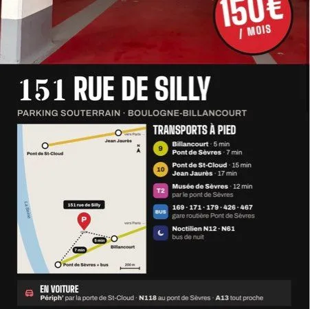 Place de parking Boulogne Billancourt (92)