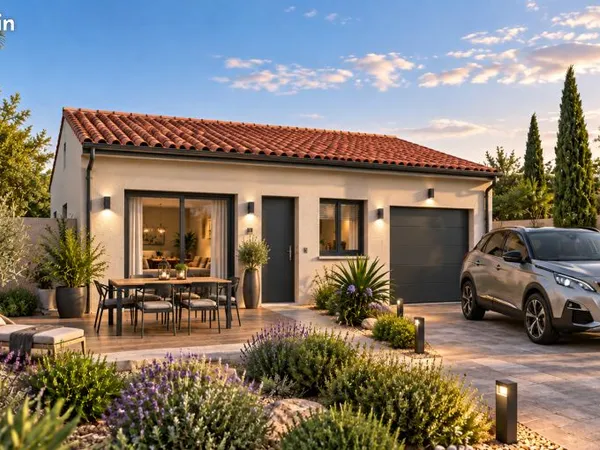 Maison contemporaine de plain-pied de 71 m² avec garage -Terrain de 300 m²