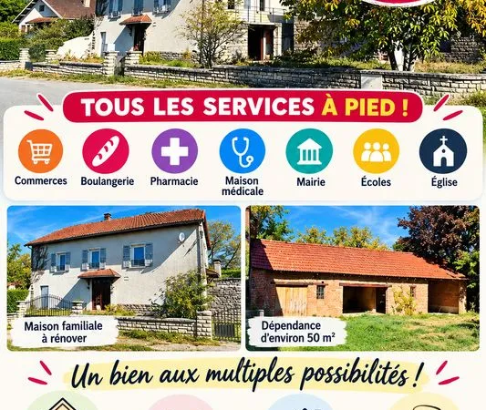 Maison à rénover - Fort potentiel - Tout à pied - Sagy (71)