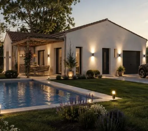 Maison neuve de plain-pied en L de 120 m² ave...