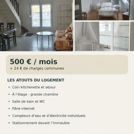 Loue T2 duplex meublé