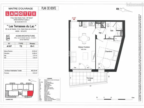 Appartement 2 pièces 45 m²