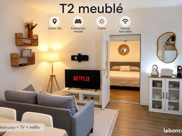 Pertuis - Charmant T2 meublé calme et rénové Internet + Netflix inclus (sans frais agence, dispo de 