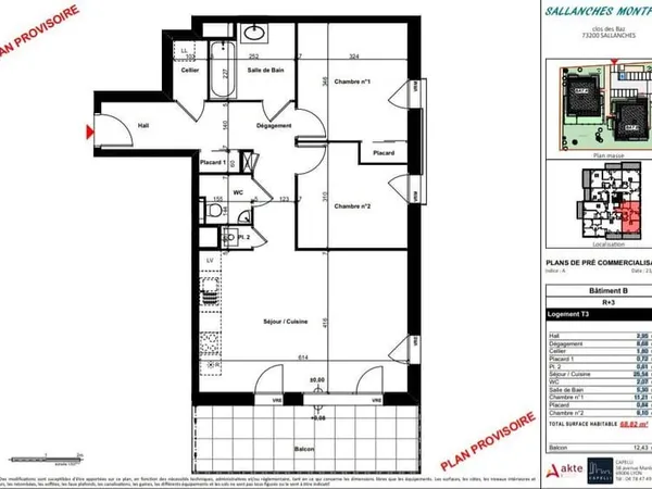 Appartement T3 neuf de 68.82m²