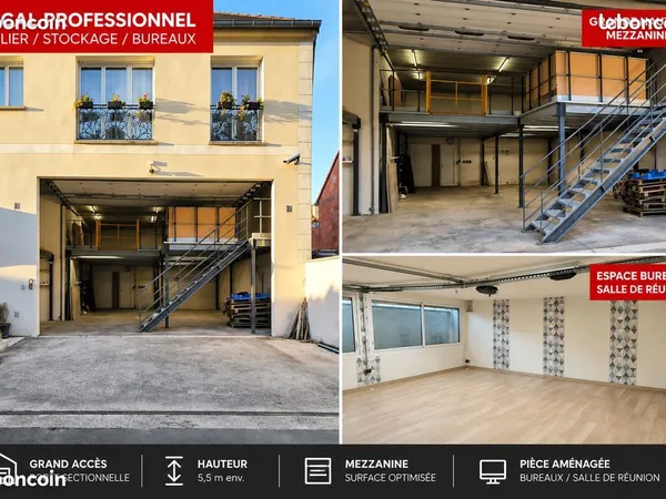 À louer - Entrepôt industriel 242 m² avec bureau et mezzanine