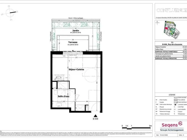 Studio 1 pièce 29 m²