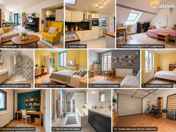 Mouvaux - Maison meublée 117 m² - Colocation 3/4 étudiants - 4 chambres