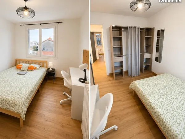 Chambre meublée en colocation bail individuel - Charges comprises - Vallières