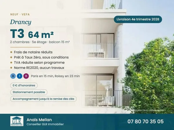 Appartement 3 pièces 64 m²