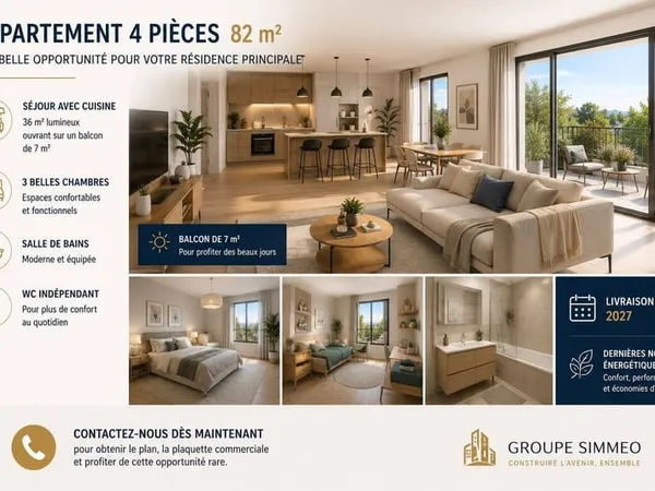 Appartement 4 pièces 82 m²