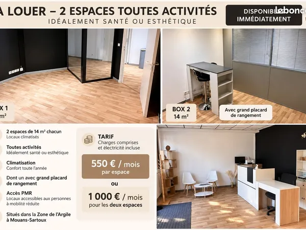 A louer 2 espaces pro de 14m²