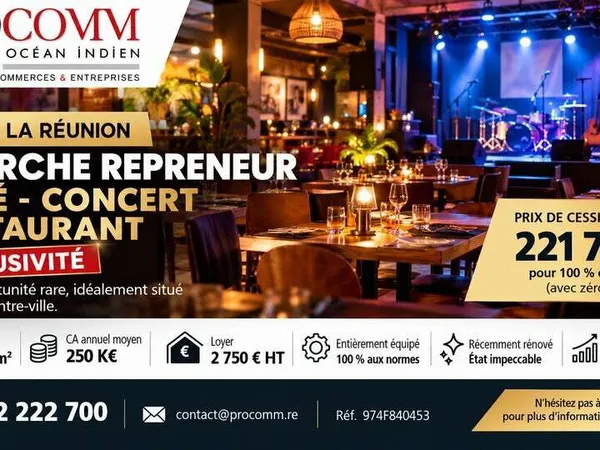 100% des actions restaurant à vendre à Saint Leu